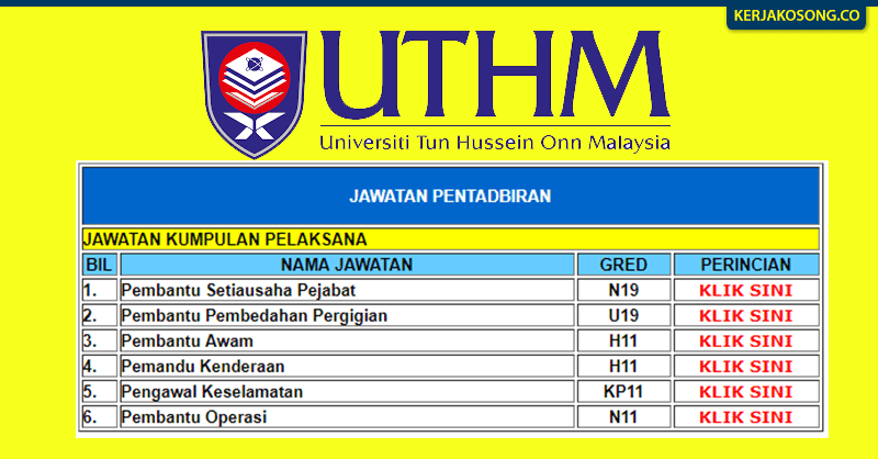 Jawatan Kosong UTHM