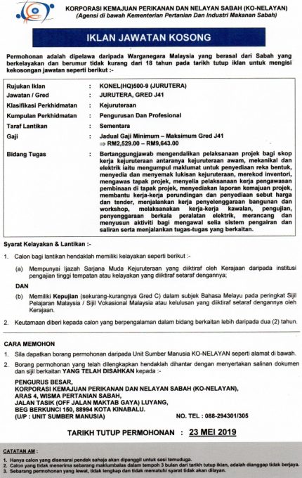 Maklumat Jawatan Kosong Korporasi Kemajuan Perikanan Dan Nelayan 