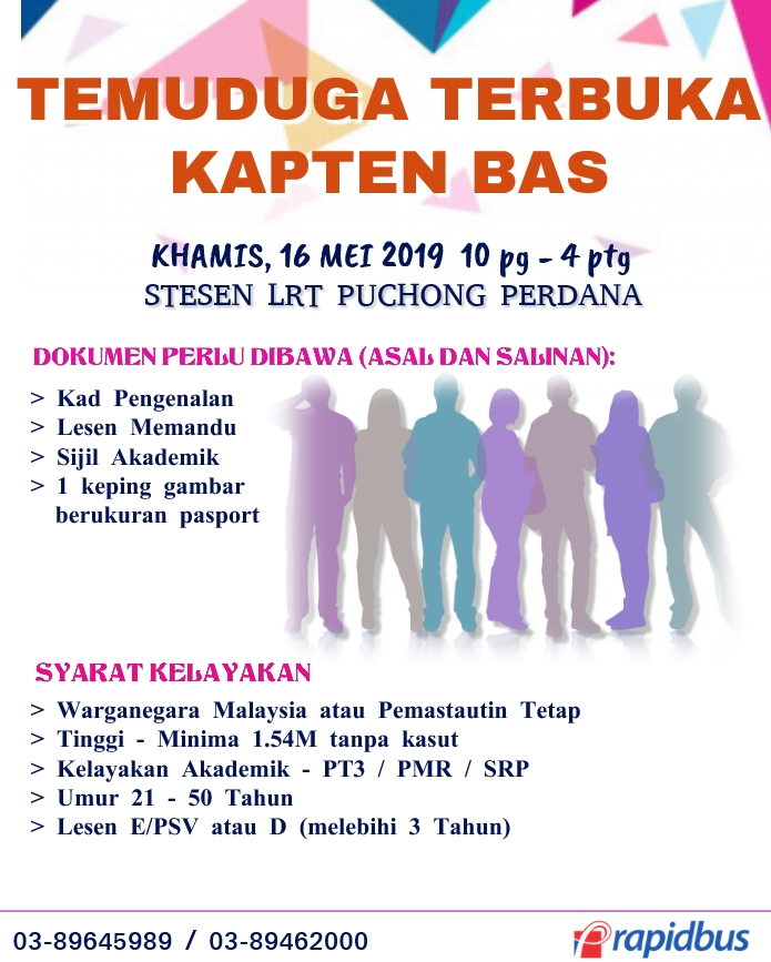 Jawatan Kosong Prasarana Malaysia Berhad - Kapten Bas