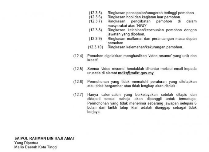 Jawatan Kosong Majlis Daerah Kota Tinggi (MDKT)