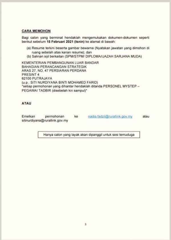 jawatan kementerian pembangunan luar bandar 3