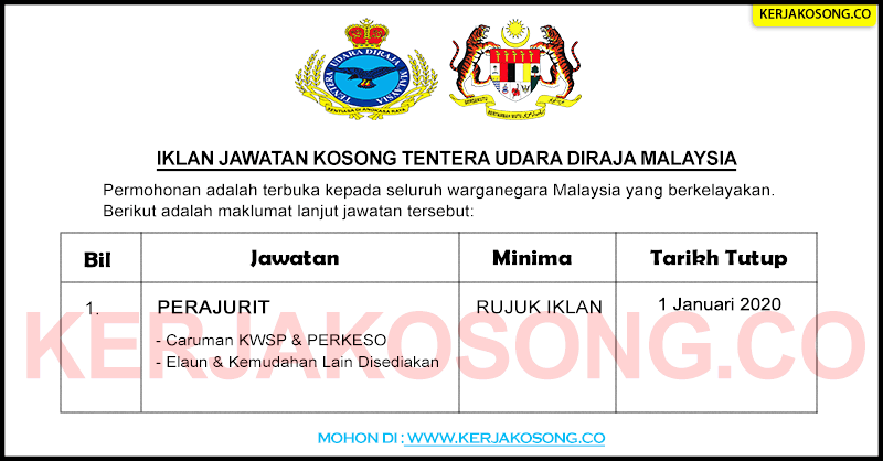 Jawatan Kosong Tentera Udara Diraja Malaysia