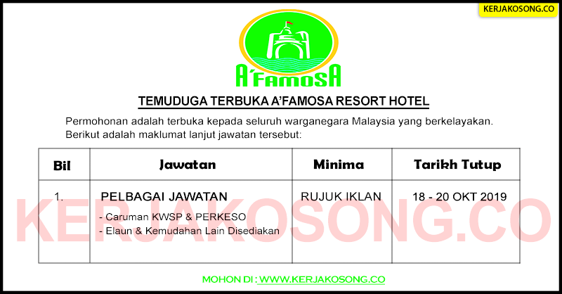 Temuduga Terbuka A'Famosa Resort Hotel