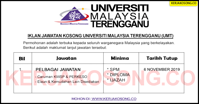 Jawatan Kosong Universiti Malaysia Terengganu (UMT 