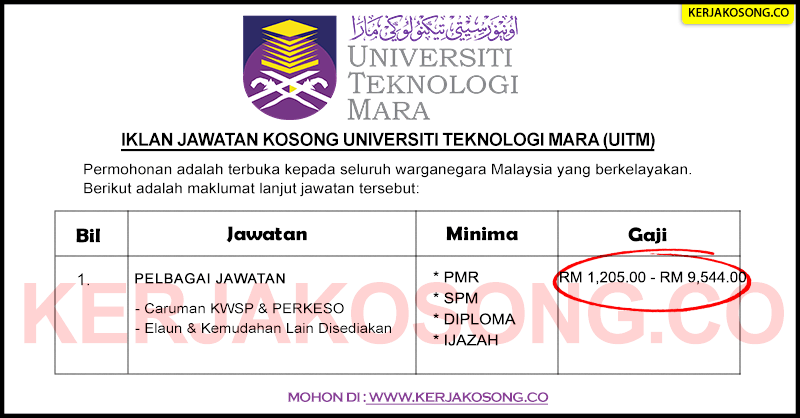 Jawatan Kosong Universiti Teknologi Mara Uitm