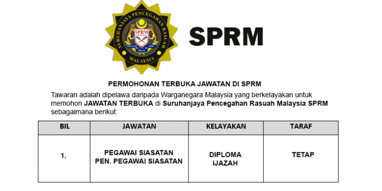 Jawatan Kosong SPRM Permohonan Terbuka - Jawatan Kosong ...