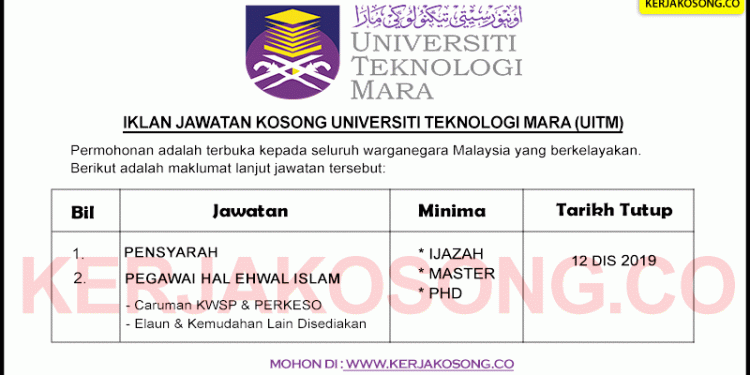 Jawatan Kosong Universiti Teknologi MARA (UiTM) - Jawatan ...