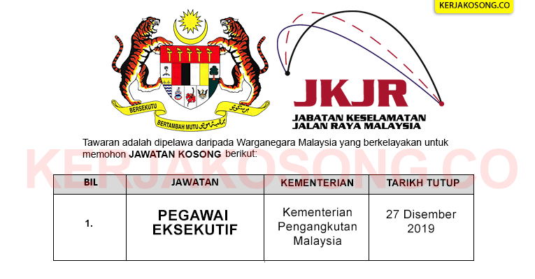 Jawatan Kosong Jabatan Keselamatan Jalan Raya JKJR