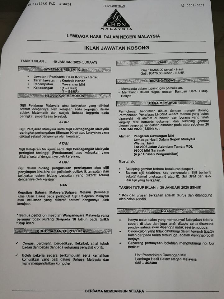Gambar IklanJawatanLHDNPembantuHasil