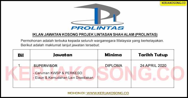 Jawatan Kosong Projek Lintasan Shah Alam (Prolintas)