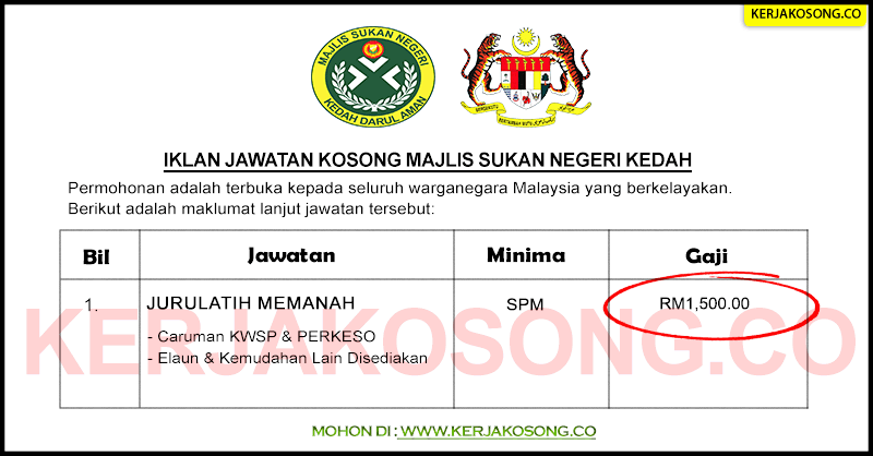 Jawatan Kosong Majlis Sukan Negeri Kedah Jawatan Kosong Majlis Sukan Negeri Kedah