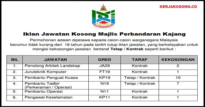 Jawatan Kosong Majlis Perbandaran Kajang (MPKj)