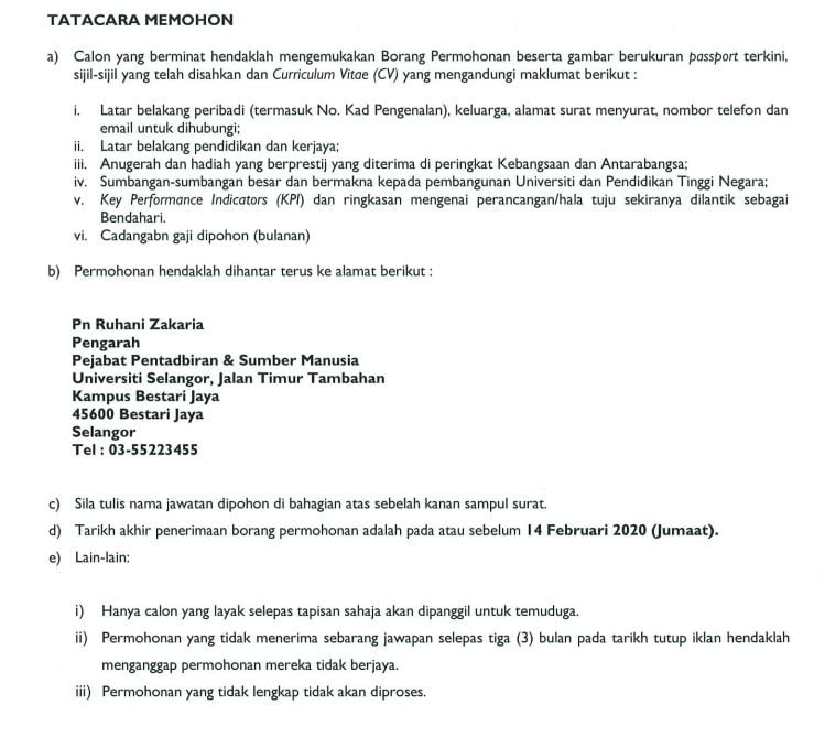 Jawatan Kosong Universiti Selangor Unisel