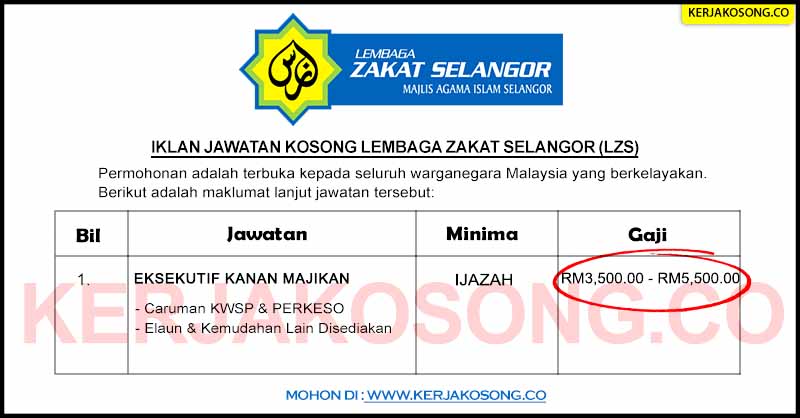 Jawatan Kosong Lembaga Zakat Selangor (LZS)