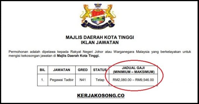 Jawatan Kosong Majlis Daerah Kota Tinggi (MDKT)
