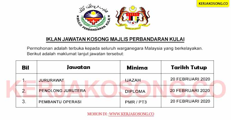 Jawatan Kosong Majlis Perbandaran Kulai