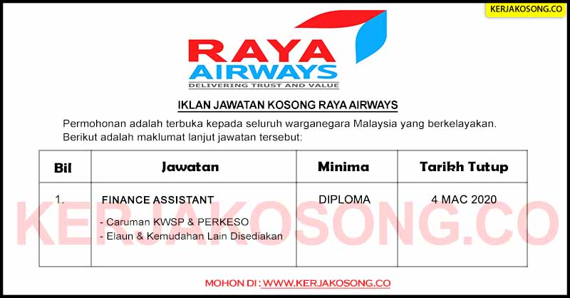 Jawatan Kosong Raya Airways