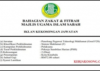 Jawatan Kosong Majlis Ugama Islam Sabah (MUIS)