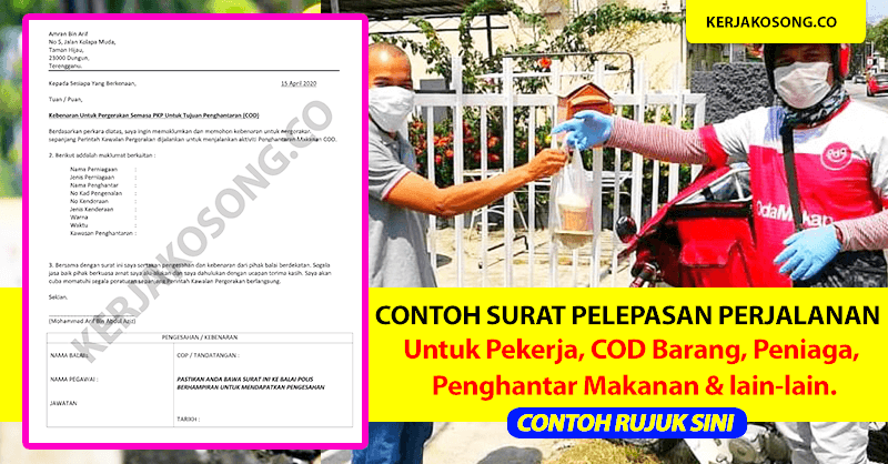 Contoh Surat Pelepasan Perjalanan Pkp Untuk Peniaga Pekerja Cod Barang