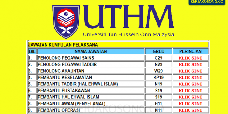 Jawatan Kosong uthm 2021 terkini