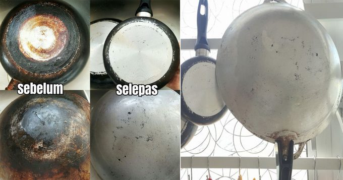 Sapu Kapur Cara Hilangkan Kerak Belakang Kuali. Tak Perlu Susah Payah Sental!