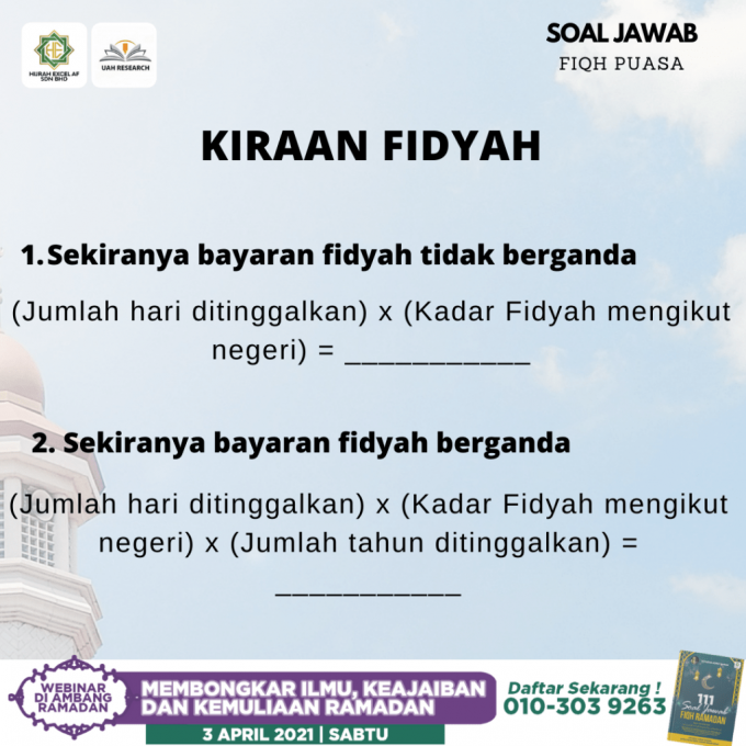 Cara Bayar & Kira Fidyah Online Jika Lambat Ganti Puasa 2021 – Jawatan
