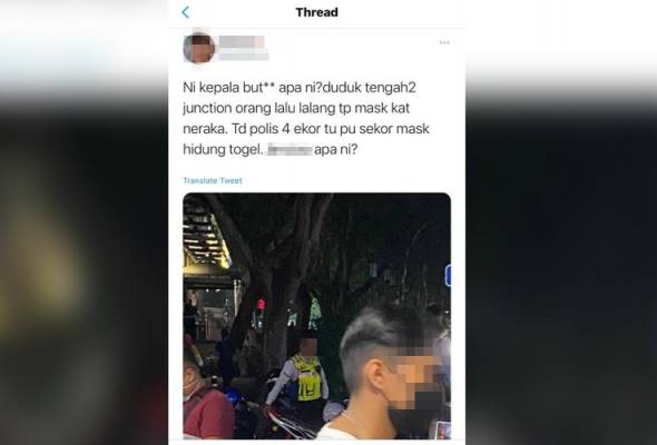Anggota Trafik Lapor Polis Kerana Gambar Tular Tak Pakai Pelitup Muka